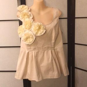 Anthropologie Blouse with Brooch Flowers